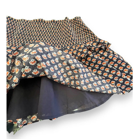 Chelsea & Violet Foulard Stamp Print Smocked Yoke Tiered Ruffle Mini Skirt | XL - Picture 10 of 11